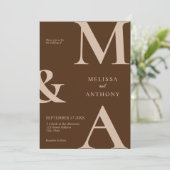 Invitation Mariage Brown minimaliste moderne (Debout devant)