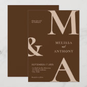 Invitation Mariage Brown minimaliste moderne (Devant / Derrière)