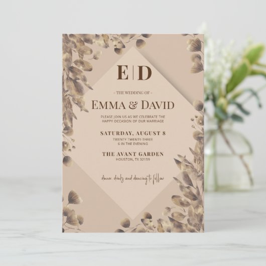 Invitation Mariage Brown rustique moderne (Debout devant)