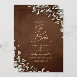 Invitation Mariage Brown vert automne hiver