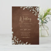 Invitation Mariage Brown vert automne hiver (Debout devant)
