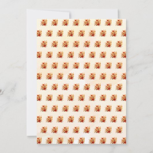 Invitation Mariage brûlé orangé fleurs d'automne abeille (Dos)