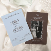 Invitation Mariage Brun et Bleu