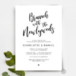 Invitation Mariage, Brunch avec les jeunes mariés, Noir<br><div class="desc">Planifier un brunch avec les jeunes mariés le lendemain du mariage ? Invités Invitations avec ce "Brunch avec les jeunes mariés",  calligraphie moderne thème Post Mariage Brunch Invitation Card. Ajoutez les détails de votre brunch en caractères noirs correspondants / lettrage. #TeeshaDerrick</div>