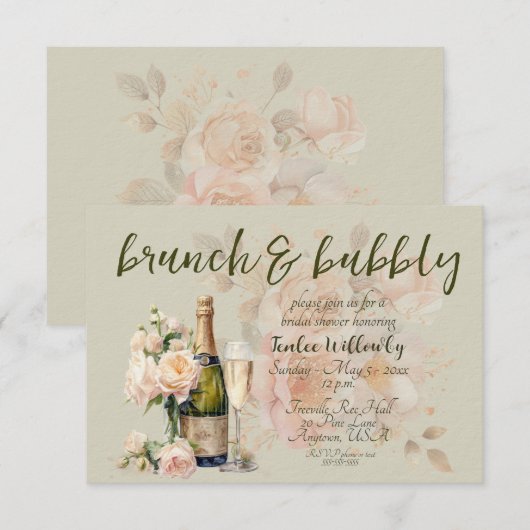 Invitation Mariage Brunch & Bubbly Shower (Devant / Derrière)