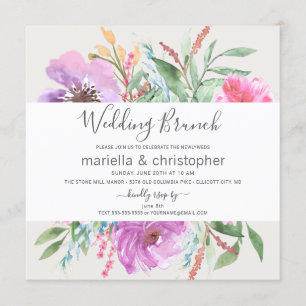Invitation Mariage Brunch Watercolor Blooming Garden - Carré