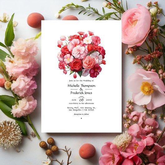 Invitation Mariage Bubblegum rose, bonbon de coton et fraise