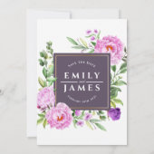 Invitation Mariage budget couleur rose violet de l'aquarelle (Dos)