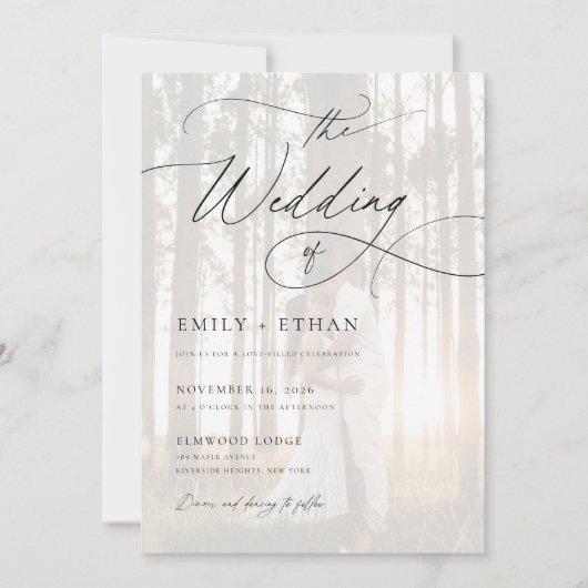 Invitation Mariage budget photo de superposition de script ru (Devant)