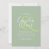 Invitation MARIAGE BUDGET Sage Apple Green Monochrome Texte (Devant)