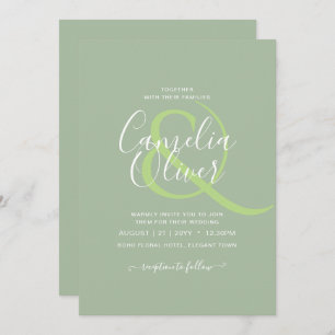 Invitation MARIAGE BUDGET Sage Apple Green Monochrome Texte