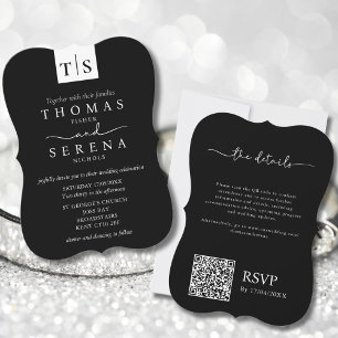Invitation Mariage budgétaire du code QR noir monochrome