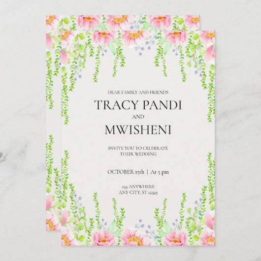 Invitation Mariage budgétaire minimal (Devant / Derrière)