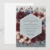 Invitation Mariage Burgundy Ardoise Clair-obscur (Devant / Derrière)