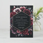 Invitation Mariage Burgundy Bloom (Debout devant)