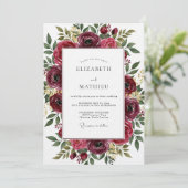 Invitation Mariage Burgundy Bloom (Debout devant)