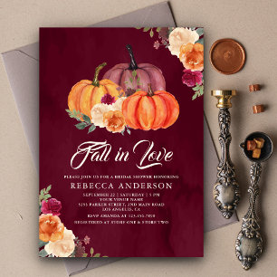 Invitation Mariage Burgundy Brûlé Orange Floral Citrouille