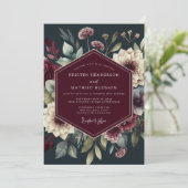 Invitation Mariage Burgundy Dramatic Bloom (Debout devant)