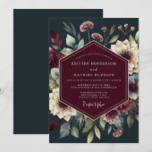 Invitation Mariage Burgundy Dramatic Bloom (Devant / Derrière)