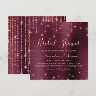 Invitation Mariage Burgundy et Or Rose