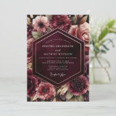 Invitation Mariage Burgundy Luminous Flora (Debout devant)