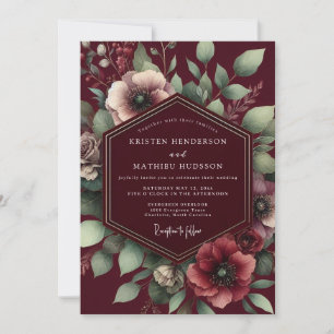 Invitation Mariage Burgundy Lush Bloom