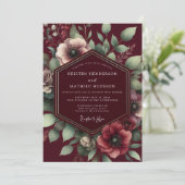 Invitation Mariage Burgundy Lush Bloom (Debout devant)