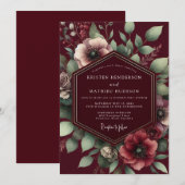Invitation Mariage Burgundy Lush Bloom (Devant / Derrière)