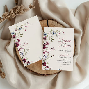 Invitation Mariage Burgundy Navy Blue Fleur d'Amour