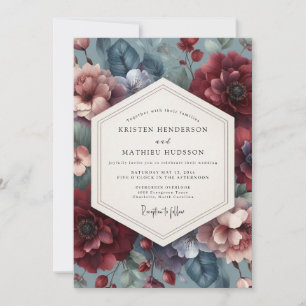 Invitation Mariage Burgundy Slate Moody Flora