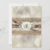 Invitation Mariage Burlap Beige Blanc Rose dentelle Bow (Dos)
