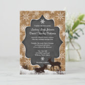 Invitation Mariage | Burlap | Cerf | Les flocons de neige | T (Debout devant)