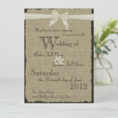 Invitation Mariage Burlap et Bow (Debout devant)