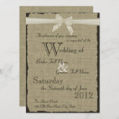 Invitation Mariage Burlap et Bow (Devant / Derrière)