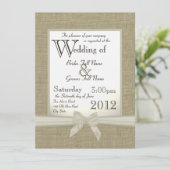 Invitation Mariage Burlap et Bows (Debout devant)