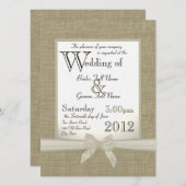 Invitation Mariage Burlap et Bows (Devant / Derrière)