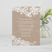 Invitation Mariage Burlap et Lace (Debout devant)