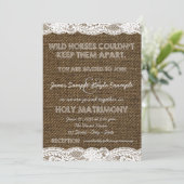 Invitation Mariage Burlap et White Lace (Debout devant)