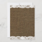 Invitation Mariage Burlap et White Lace (Dos)