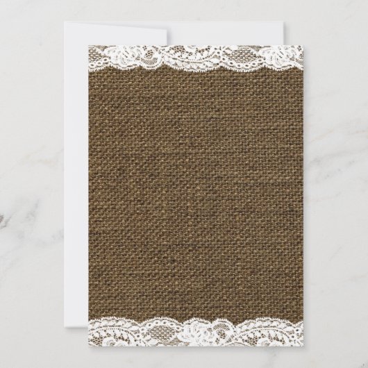 Invitation Mariage Burlap et White Lace (Dos)