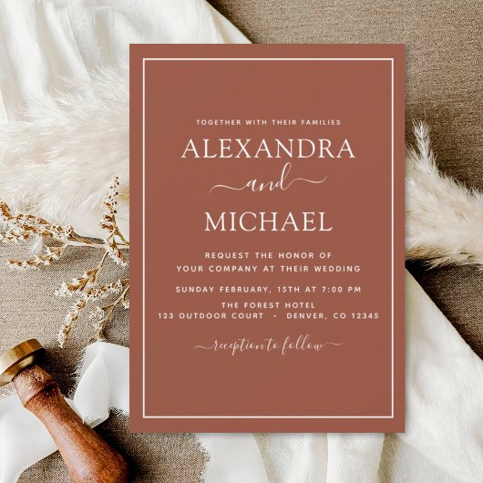 Invitation Mariage Burnt Orange Boho Terracotta