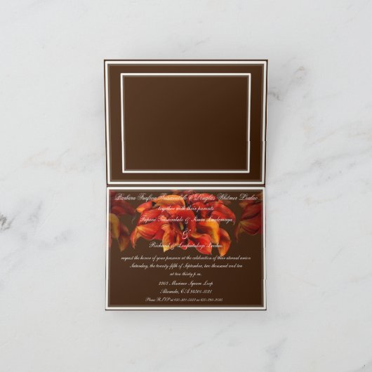 Invitation Mariage Burnt Orange Calla Lillies Invite plié (Intérieur)