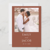 Invitation Mariage Burnt Orange Photo Terracotta (Dos)