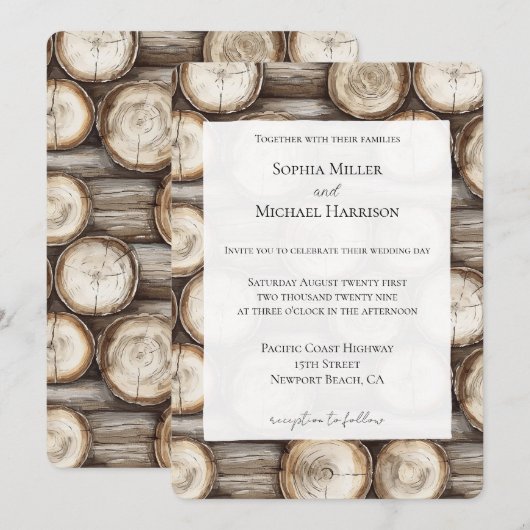 Invitation Mariage Cabine du journal du bois (Devant / Derrière)