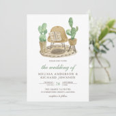 Invitation Mariage Cactus Bohème Aquarelle Moderne (Debout devant)