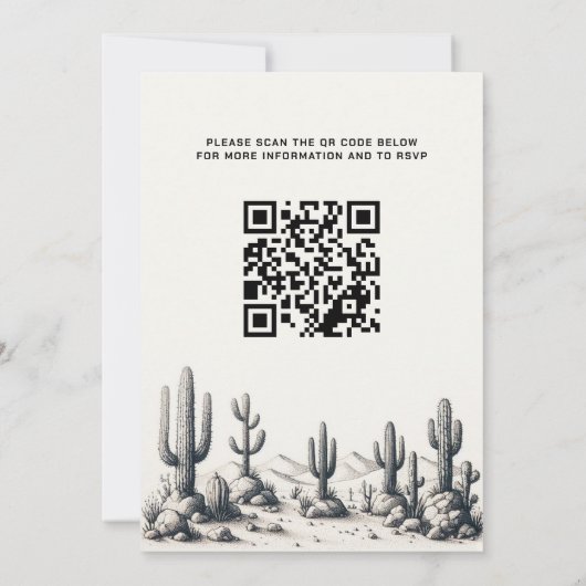 Invitation Mariage Cactus décontracté avec code QR (Dos)