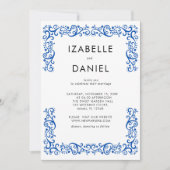 Invitation Mariage Cadre Bleu Vintage Élégant  (Devant)