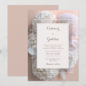 Invitation Mariage cadre botanique Hydrangea blanche abricot (Devant / Derrière)