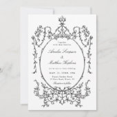 Invitation Mariage Cadre Classique Noir & Blanc (Devant)
