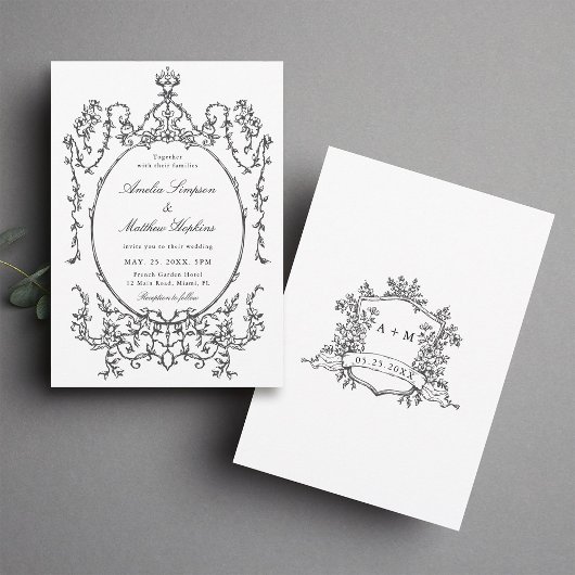 Invitation Mariage Cadre Classique Noir & Blanc